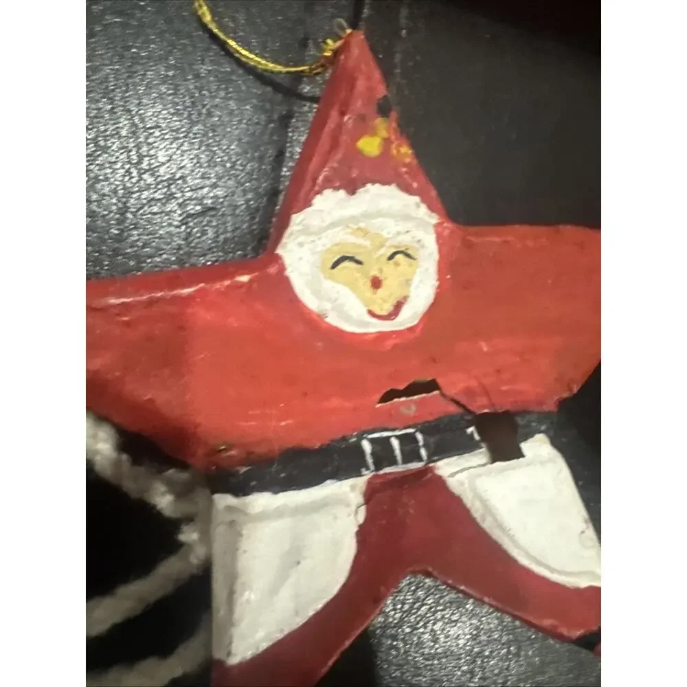 Vintage Christmas Ornament Lot Santa Glass Felt Ceramic Handmade 13 Pieces